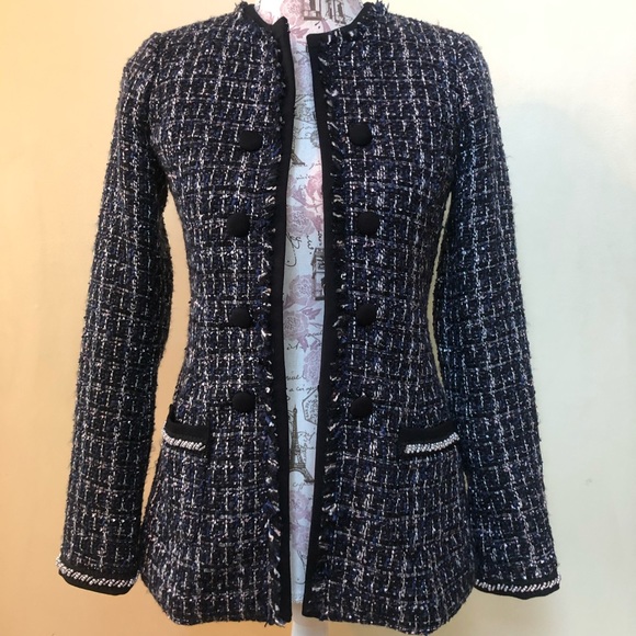 White House Black Market Jackets & Blazers - White House Black Market black & navy tweed blazer